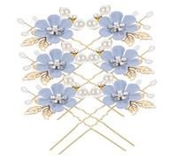 DECOMELODY Horquilla Flores y Perlas para Pelo, Accesorio Boda Elegante para Mujeres y Chicas 6 Piezas