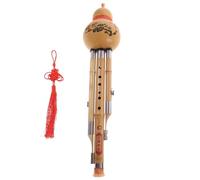 DECOMELODY Hulusi Hecho Mano de Bambú Natural Tono C Instrumento Étnico Chino con Calabaza Tallada Lengüeta de Aleación para Sonido para Principiantes y Amantes Música