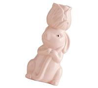 DECOMELODY Jarrón Pequeño de Cerámica Forma de Conejo Rosa Florero Decorativo para Escritorio y Centro de Mesa Floral Adecuado para Secas o Artificiales Obsequio para Mujer y Día Madre