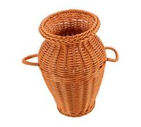 DECOMELODY Jarrón Rústico de Ratán Imitación con Doble Asa Maceta Decorativa Ligera y Duradera para Flores Secas o Centro de Mesa para Hogar Oficina y Bodas