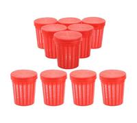 DECOMELODY Jaula para Cebo de Plástico Roja 10 Piezas, Cubo Trampa para Cangrejos, Camarones y Peces, Comedero Portátil para Pesca en Agua Dulce y Salada, Almacenamiento de Cebo de Gran