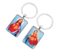 DECOMELODY Llaveros de Jesús para Mochila 2 Piezas Mini Álbum Bíblico Pequeño Llavero Religioso Rojo y Naranja Accesorio Multifuncional para Oración E Iglesia