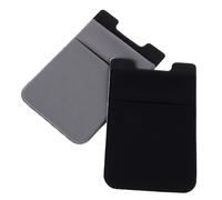 DECOMELODY Monedero Adhesivo para Teléfono Móvil Doble Capa en Cuero Negro y Gris Oscuro Soporte Trasero para Tarjetas de Crédito y Transporte Compatible Mayoría de Celulares Práctico y
