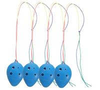 DECOMELODY Ocarina Clásica de Plástico Azul para Niños, 4 Piezas, Instrumento Fácil de Aprender 6 Agujeros y Cuerda Ligera para Principiantes