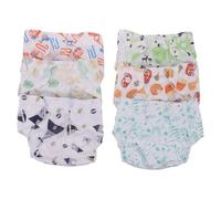 DECOMELODY Pañales Reutilizables para Bebés con Botones a Presión, 6 Diseños Estampados, Tela, Absorbentes y Lavables, Pantalones de Entrenamiento Ideales para Recién Nacidos y Cuidado