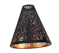 DECOMELODY Pantalla Metálica Industrial para Lámpara Colgante Diseño Escalonado con Hierro Acabado Negro Exterior y Dorado Interior para Decoración Moderna del Hogar