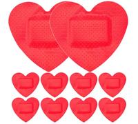 DECOMELODY Parches Adhesivos para Heridas en Forma de Corazón, Transpirables y Autoadhesivos, 10 Unidades Rojas, Elásticos y Portátiles para Cuidado de Heridas en Todas las Edades