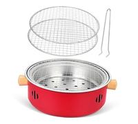 DECOMELODY Parrilla Portátil de Hierro para Barbacoa Compacto con Mango Elevador de Rejilla Estufa de Camping Segura y Resistente para Picnic y Jardín