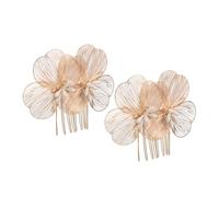DECOMELODY Peinetas Cabello Doradas de Flores 2 Piezas, Accesorio Floral Vintage Barroco para Novia, Peine Decorativo Pequeño para Bodas y Fiestas Obsequios