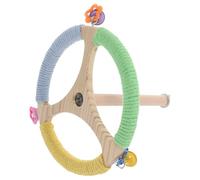 DECOMELODY Percha Giratoria para Loros y Periquitos, Soporte de Madera Natural Multicolor (Verde, Azul, Amarillo), Accesorio Interactivo para Jaulas de Pájaros, Juguete para Ejercicio y