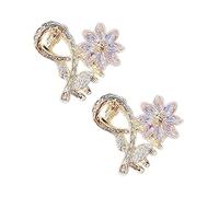 DECOMELODY Pinzas Cabello Forma de Flor de Cristal 2 Unidades Mini Tamaño Sujeción Firme para Mujeres Niñas Adolescentes Uso Diario Accesorios Cabello Rosa