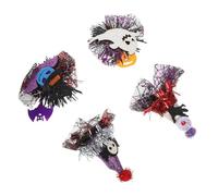 DECOMELODY Pinzas Pelo de Mascotas Halloween 4 Unidades Horquillas Metálicas Ligeras Diseño de Telaraña Murciélago y Araña Accesorio Decorativo para Perros y Gatos en Fiestas y Disfraces