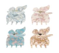 DECOMELODY Pinzas Pelo Diseño de Mariposas, 4 Unidades de Acetato Resistente, No Se Rompen ni Caen, Accesorio Delicado y Elegante para Mujer