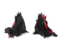DECOMELODY Pinzas Pelo Orejas de Gato Peludas 1 Par Horquillas Cosplay Negras y Rojas para Niñas Accesorio para Disfraz de Halloween y Fiestas
