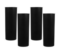 DECOMELODY Portaescobillas de Baño Redondo Negro Vaso Plástico Antimancha de 89 MM Base Antideslizante Estable Juego de 4 Piezas para Accesorios de Inodoro y Limpieza en Baño