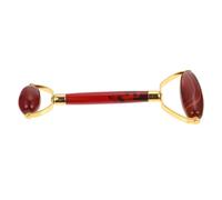 DECOMELODY Rodillo Masajeador Facial Doble Cabeza 1 Unidad Tamaño Compacto Rodillo Terapéutico de Raspado para Cuidado Facial Uso Diario Herramienta de Masaje Manual Red Agata Roja