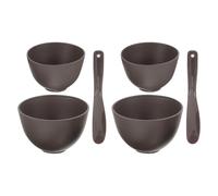 DECOMELODY Set de 6 Piezas para Mascarillas Faciales con Bol de Silicona Negro Tamaño Grande y Mediano y Espátulas Negras para Mezclar Adecuado para Cuidado Piel Spa y Uso Profesional