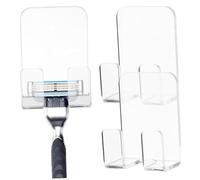 DECOMELODY Soporte Autoadhesivo Transparente Para Baño 3 Unidades Tamaño Medio, Organizador Multifuncional Para Toallas y Maquinillas De Afeitar, Uso En Ducha y Cocina