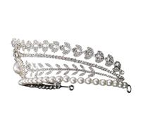 DECOMELODY Tiara de Boda Elegante Perlas E Incrustaciones de Gemas de Imitación, Aleación de Zinc Resistente y Diseño Reutilizable para Mujeres en Bodas
