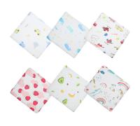 DECOMELODY Toallas de Gasa de Algodón para Bebés 6 Piezas 30X30 CM Pañuelos Faciales de Seis Capas Suaves y Absorbentes Ideales para Recién Nacidos y Lactancia