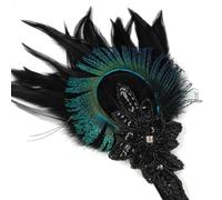 DECOMELODY Tocado Flapper Años 20 para Mujer Diadema Vintage Pluma Sintética Verde Accesorio Ligero para Bodas Fiestas Temáticas y Disfraces Locos Años 20