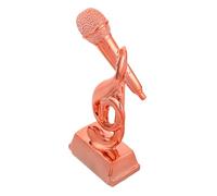 DECOMELODY Trophy de Micrófono de Resina Diseño Fotogénico para Competencias de Canto y Karaokes Adorno de Mesa Versátil para Fiestas Premiación Musicales
