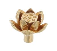 DECOMELODY Vintage Lotus Flower Brass Cabinet Knobs Durable Artistic Flower Shape Drawer Pulls For Kitchen Wardrobe Dresser Home Decor