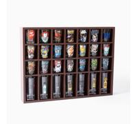 DECOMIL - Soporte para 28 vasos de chupito de madera maciza, sin puerta (cereza, 28 vidrios)