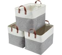 DECOMOMO Fabric Storage Basket Large Closet Storage Bins for Toys Nursery & Laundry Storage (Grey & White, XXL - 3 Pack)