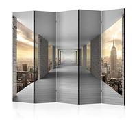 decomonkey Biombo New York 225x172 cm Separador Unilateral con Impresión a en el Lienzo Decoracion con Imagen Impresa Grande Biombos de Dormitorio Efecto 3D Geométrico Ciudad Túnel Piedra Arquitectura