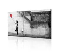 decomonkey Cuadro Lienzo Banksy 120x40 cm 1 pieza Impresión Decoración Cuadro De Pared Material Tejido no Tejido Gráfica fotográfico Salón Niña con globo