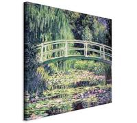 decomonkey Cuadro Lienzo Estanque Nenúfares Puente 40x40 cm 1 pieza cuadrada Impresión Decoración Cuadro De Pared Material Tejido no Tejido Gráfica fotográfico