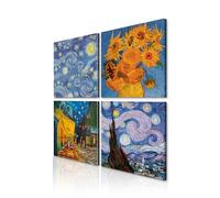 decomonkey Cuadro Lienzo Set Abstracto Vincent van Gogh 4 piezas: cada pieza 20x20 cm Impresión Decoración Cuadro De Pared Material Tejido no Tejido Gráfica fotográfico Salón Flores Noche