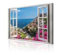 decomonkey Cuadro Lienzo Vista desde la ventana 60x40 cm 1 pieza Impresión Decoración Cuadro De Pared Material Tejido no Tejido Gráfica fotográfico Salón Paisaje Mar