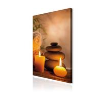 decomonkey Cuadro Lienzo Zen Piedra 80x120 cm 1 pieza Impresión Decoración Cuadro De Pared Material Tejido no Tejido Gráfica Foto Salon Feng Shui Naturaleza Oriente Spa Velas Sauna Relájate