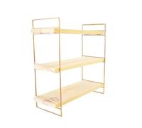 Deconation - Estantería de pared de 3 niveles de madera maciza y metal dorado y marrón, 40 x 16 x 40 cm, carga total de 6 kg