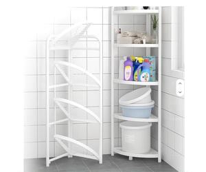 Deconation - Estantería metálica de almacenamiento de esquina (5 niveles, altura 156 cm x D 35 cm), color blanco