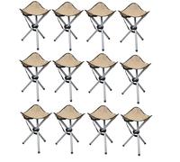 Deconation - Lote de 12 taburetes para trípode plegable, aluminio, color beige