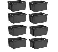 Deconation - Lote de 8 bandejas de manipulación de 50 litros, superponibles y envoltorios - Bandejas de almacenamiento ideal logística - Gris Antracite