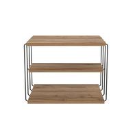 Deconation - Mesa auxiliar para sofá, madera DM (melaminada, pino atlántico y metal, 50 cm), color negro