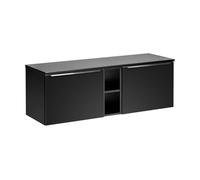 Deconation - Mueble doble de baño con bandeja L 140 cm x 46 x 48,5 cm, color negro y asas cromadas - Rosario Black