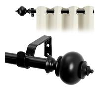 Deconovo Barra de Cortina Extensible de 122-213 cm, Barras para Cortinas Ajustables, Barra para Cortinas para Ventana Individual de Metal Efecto para Dormitorio, salón con Terminal de Resina, Negro