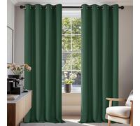 Deconovo Cortina Navideñas Opaca para Ventana Dormitorio Juveni Habitacion Matrimonio Estilo Moderno Elegante con Ojales 2 Paneles 140x210cm Verde Oscuro