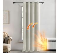 Deconovo Cortina Opaca Térmica para Dormitorio y Salón, 1 Pieza | 140x180 cm, Beige Claro, con Ojales, Aislante de Frío y Calor, Reducción de Luz y Mayor Privacidad
