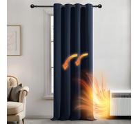 Deconovo Cortina Opaca Térmica para Dormitorio y Salón, 1 Pieza | 140x240 cm, Azul Marino, con Ojales, Aislante de Frío y Calor, Reducción de Luz y Mayor Privacidad