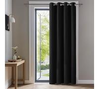 Deconovo Cortina Opaca Térmica para Dormitorio y Salón, 1 Pieza | 140x260 cm, Negro, con Ojales, Aislante de Frío y Calor, Reducción de Luz y Mayor Privacidad