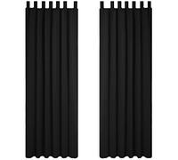 Deconovo Cortina Opacas Dormitorio Moderno con Aislamiento Térmico Color Sólido Decoración Hogar con Trabillas 2 Paneles 140 x 175 cm Negro