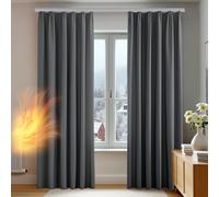 Deconovo - Cortinas con Cinta Fruncida, protección contra el frío, Opaca, protección contra el Ruido, 175 x 140 cm, Altura x Anchura, Color Gris Oscuro