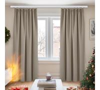 Deconovo Cortinas Dormitorio Moderno Blackout Curtain Suave para Ventanas de Habitación Juvenil con Bolsillo Fruncido de la Barra Juego de 2 Paneles 140 x 260 cm Caqui