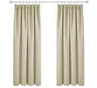Deconovo Cortinas Dormitorio Moderno Fruncidas Blackout Curtain Suave para Ventanas de Habitación Juvenil con Bolsillos Juego de 2 Paneles 168 x 183 cm Beige Oscuro